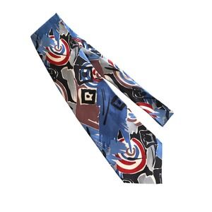 Serica Abstract Geometric Silk Tie Blue Red Made Italy NWT Vintage 90s Dopamine